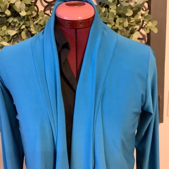 Pretty blue cropped open sweater - Picture 3 of 6